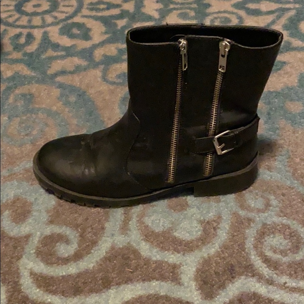 Black combat type boots